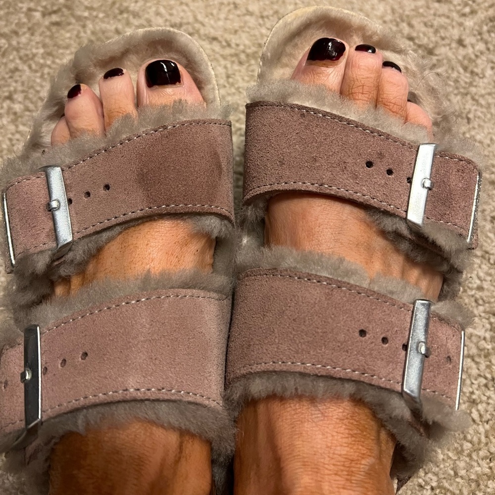 Birkenstock, Lavender, Arizona, Suede, Shearling, size 6.5, 37, Used, Worn